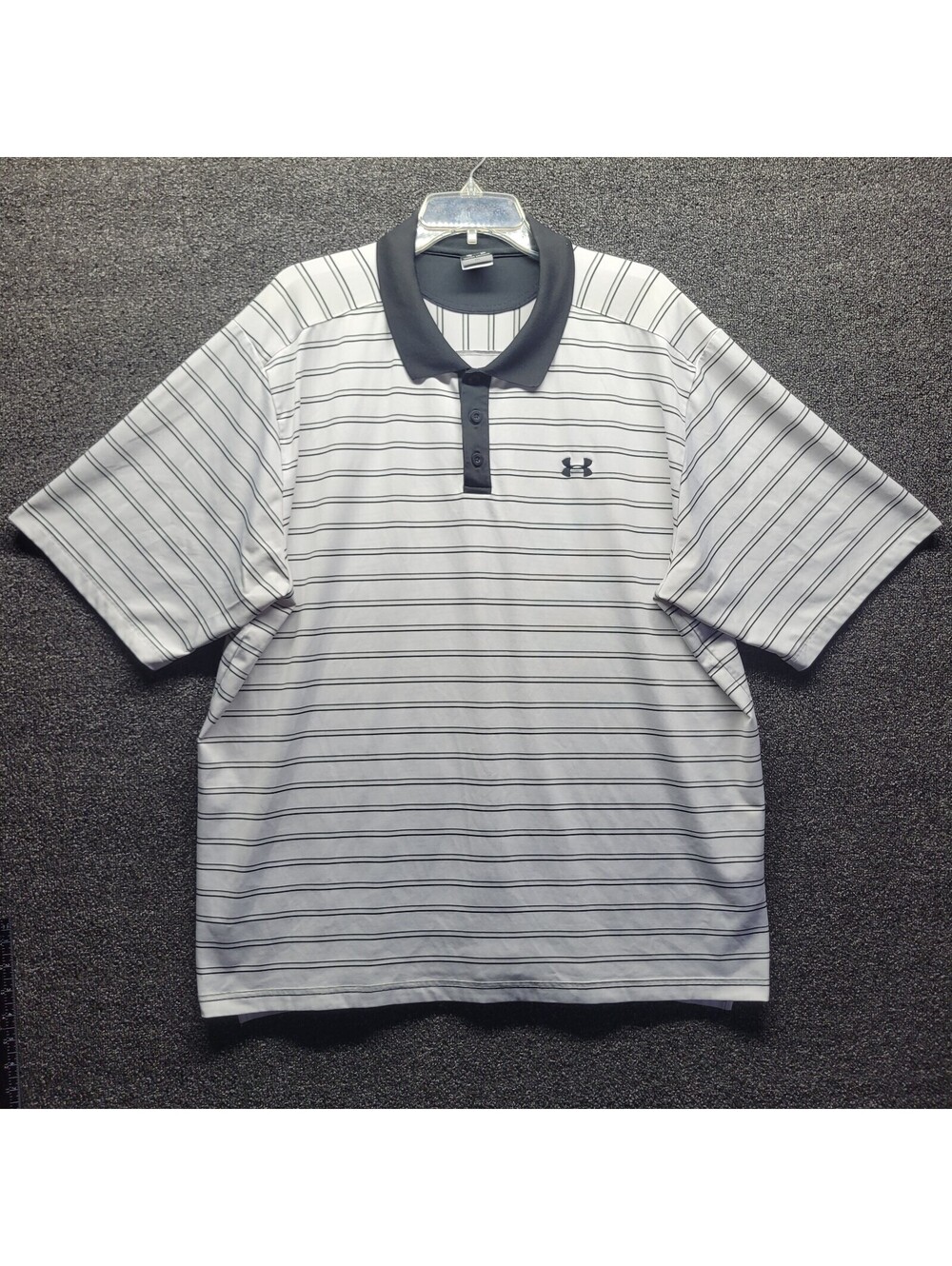Under Armour White/Black Men's Sz 3XL Striped Golf Polo Shirt